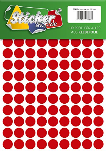 Klebepunkte aus PVC Folie, wetterfest, Markierungspunkte Kreise Punkte Aufkleber (20 mm, rot) von WP Klebepunkte