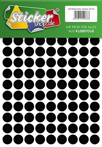 Klebepunkte aus PVC Folie, wetterfest, Markierungspunkte Kreise Punkte Aufkleber (20 mm, schwarz) von WP Klebepunkte