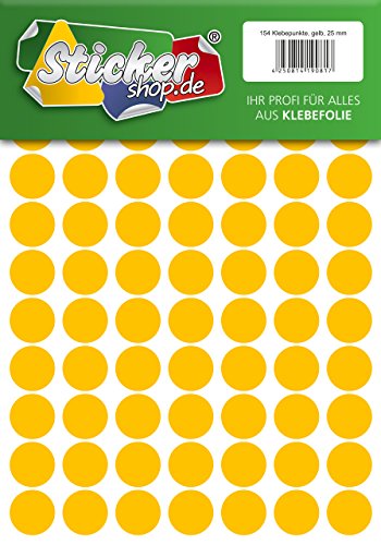 Klebepunkte aus PVC Folie, wetterfest, Markierungspunkte Kreise Punkte Aufkleber (25 mm, gelb) von WP Klebepunkte