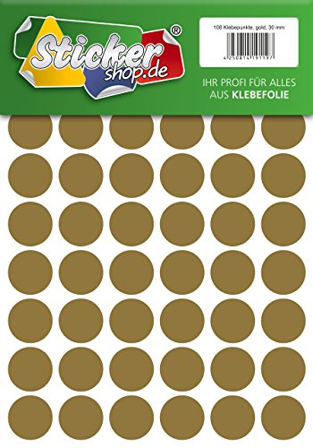 Klebepunkte aus PVC Folie, wetterfest, Markierungspunkte Kreise Punkte Aufkleber (30 mm, gold) von WP Klebepunkte