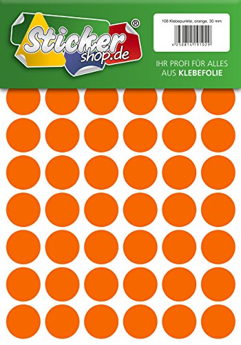 Klebepunkte aus PVC Folie, wetterfest, Markierungspunkte Kreise Punkte Aufkleber (30 mm, orange) von WP Klebepunkte