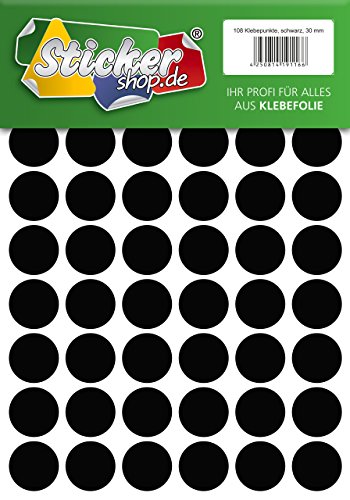 Klebepunkte aus PVC Folie, wetterfest, Markierungspunkte Kreise Punkte Aufkleber (30 mm, schwarz) von WP Klebepunkte