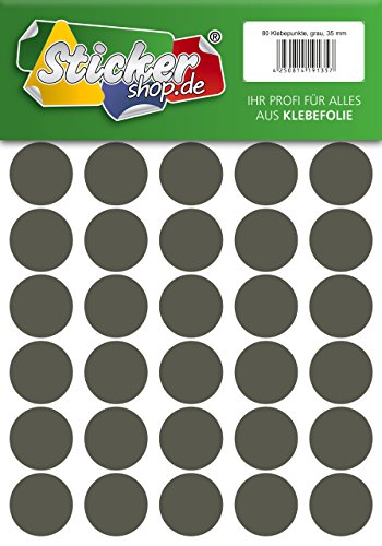 Klebepunkte aus PVC Folie, wetterfest, Markierungspunkte Kreise Punkte Aufkleber (35 mm, grau) von WP Klebepunkte