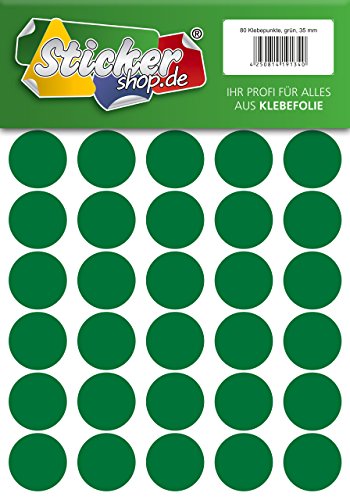 Klebepunkte aus PVC Folie, wetterfest, Markierungspunkte Kreise Punkte Aufkleber (35 mm, grün) von WP Klebepunkte