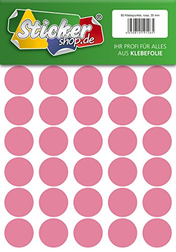 Klebepunkte aus PVC Folie, wetterfest, Markierungspunkte Kreise Punkte Aufkleber (35 mm, rosa) von WP Klebepunkte