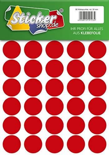 Klebepunkte aus PVC Folie, wetterfest, Markierungspunkte Kreise Punkte Aufkleber (35 mm, rot) von WP Klebepunkte