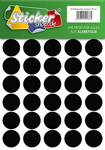Klebepunkte aus PVC Folie, wetterfest, Markierungspunkte Kreise Punkte Aufkleber (35 mm, schwarz) von WP Klebepunkte
