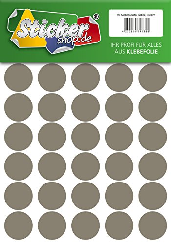Klebepunkte aus PVC Folie, wetterfest, Markierungspunkte Kreise Punkte Aufkleber (35 mm, silber) von WP Klebepunkte
