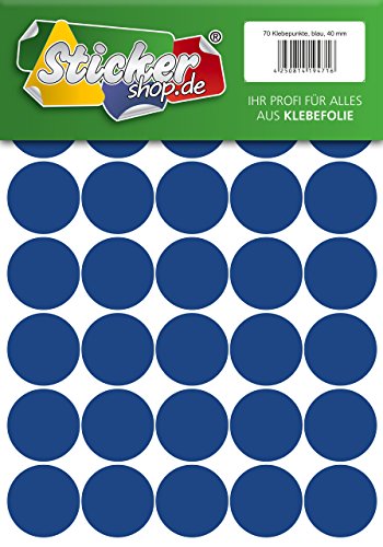 Klebepunkte aus PVC Folie, wetterfest, Markierungspunkte Kreise Punkte Aufkleber (40 mm, blau) von WP Klebepunkte