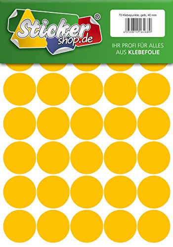 Klebepunkte aus PVC Folie, wetterfest, Markierungspunkte Kreise Punkte Aufkleber (40 mm, gelb) von WP Klebepunkte