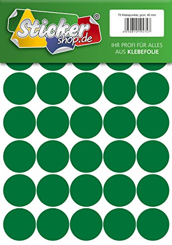 Klebepunkte aus PVC Folie, wetterfest, Markierungspunkte Kreise Punkte Aufkleber (40 mm, grün) von WP Klebepunkte