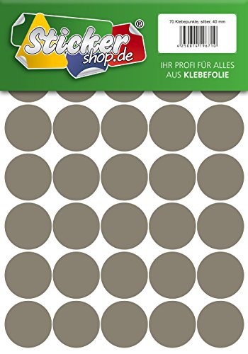 Klebepunkte aus PVC Folie, wetterfest, Markierungspunkte Kreise Punkte Aufkleber (40 mm, silber) von WP Klebepunkte