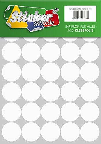 Klebepunkte aus PVC Folie, wetterfest, Markierungspunkte Kreise Punkte Aufkleber (40 mm, weiß) von WP Klebepunkte
