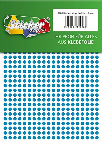 Klebepunkte aus PVC Folie, wetterfest, Markierungspunkte Kreise Punkte Aufkleber (5 mm, hellblau) von WP Klebepunkte