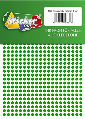 Klebepunkte aus PVC Folie, wetterfest, Markierungspunkte Kreise Punkte Aufkleber (5 mm, hellgrün) von WP Klebepunkte