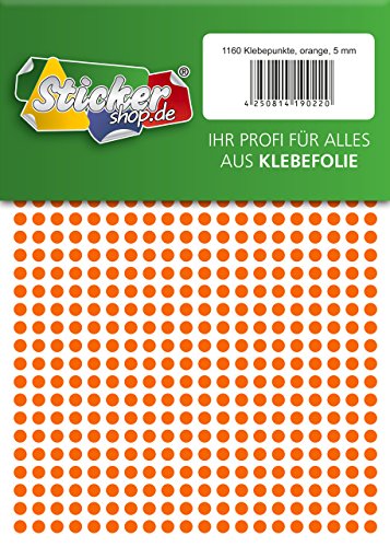 Klebepunkte aus PVC Folie, wetterfest, Markierungspunkte Kreise Punkte Aufkleber (5 mm, orange) von WP Klebepunkte