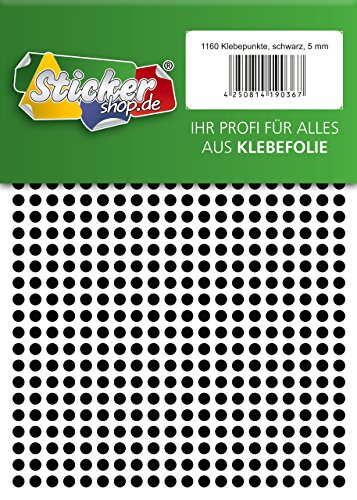 Klebepunkte aus PVC Folie, wetterfest, Markierungspunkte Kreise Punkte Aufkleber (5 mm, schwarz) von WP Klebepunkte