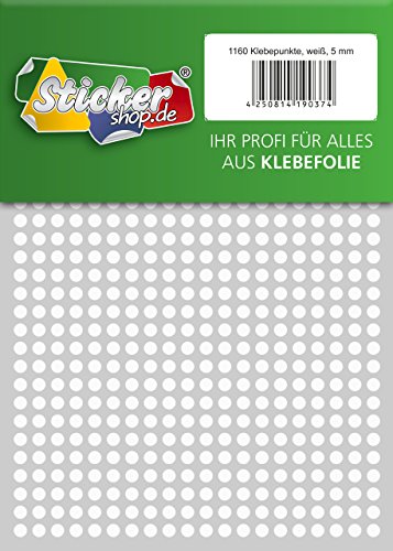 Klebepunkte aus PVC Folie, wetterfest, Markierungspunkte Kreise Punkte Aufkleber (5 mm, weiß) von WP Klebepunkte