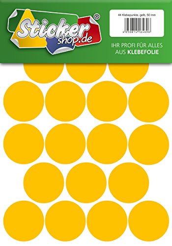Klebepunkte aus PVC Folie, wetterfest, Markierungspunkte Kreise Punkte Aufkleber (50 mm, gelb) von WP Klebepunkte
