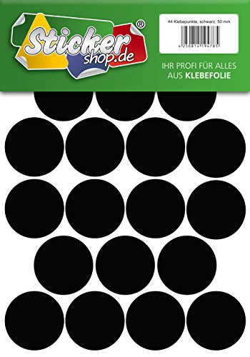 Klebepunkte aus PVC Folie, wetterfest, Markierungspunkte Kreise Punkte Aufkleber (50 mm, schwarz) von WP Klebepunkte