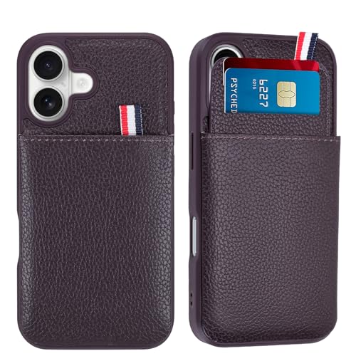 WPCase Brieftaschen-Handyhülle für iPhone 16, Hülle mit Kartenhalter für Männer und Frauen, Dunkelviolett, Leder-Schutzhülle für iPhone 16, Hüllen mit Brieftasche WPCase Brieftaschen-Handyhülle für iPhone 16, Hülle mit Kartenhalter für Männer und Frauen, Dunkelviolett, Leder-Schutzhülle für iPhone 16, Hüllen mit Brieftasche von WPCase