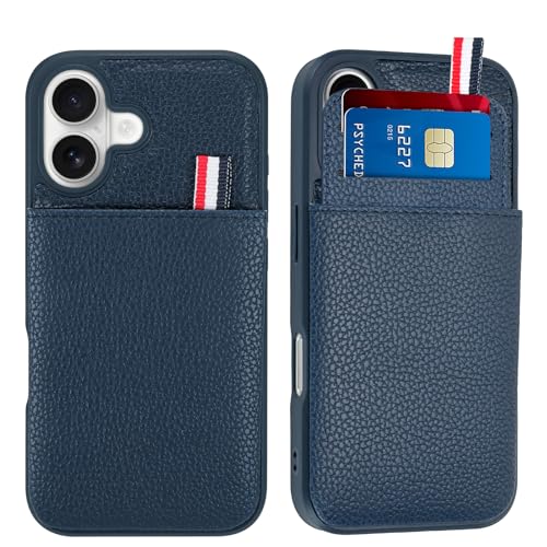 WPCase Brieftaschen-Handyhülle für iPhone 16, mit Kartenhalter für Männer und Frauen, dunkelblaue Leder-Schutzhülle für iPhone 16, Hüllen mit Brieftasche WPCase Brieftaschen-Handyhülle für iPhone 16, mit Kartenhalter für Männer und Frauen, dunkelblaue Leder-Schutzhülle für iPhone 16, Hüllen mit Brieftasche von WPCase