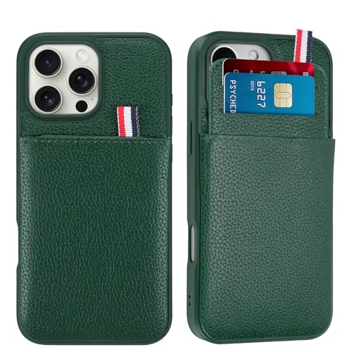 WPCase Brieftaschen-Handyhülle für iPhone 16 Pro Hülle mit Kartenhalter für Männer und Frauen, dunkelgrüne Leder-Schutzhülle für iPhone 16 Pro Hüllen mit Brieftasche WPCase Brieftaschen-Handyhülle für iPhone 16 Pro Hülle mit Kartenhalter für Männer und Frauen, dunkelgrüne Leder-Schutzhülle für iPhone 16 Pro Hüllen mit Brieftasche von WPCase