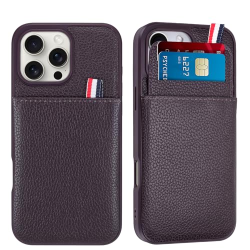 WPCase Brieftaschen-Handyhülle für iPhone 16 Pro Hülle mit Kartenhalter für Männer und Frauen, dunkelviolette Leder-Schutzhülle für iPhone 16 Pro Hüllen mit Brieftasche WPCase Brieftaschen-Handyhülle für iPhone 16 Pro Hülle mit Kartenhalter für Männer und Frauen, dunkelviolette Leder-Schutzhülle für iPhone 16 Pro Hüllen mit Brieftasche von WPCase
