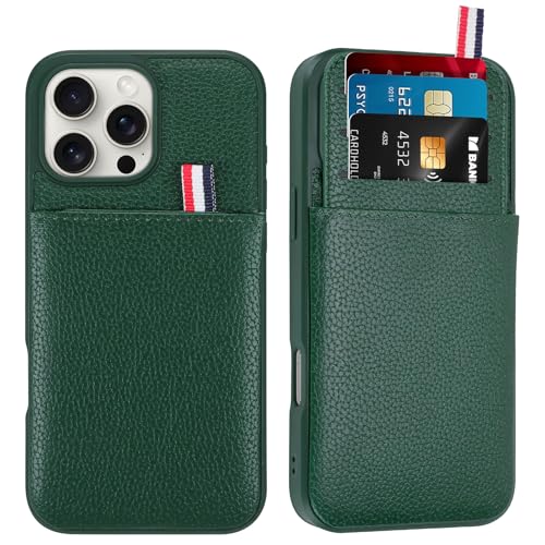 WPCase Brieftaschen-Handyhülle für iPhone 16 Pro Max Hülle mit Kartenhalter für Männer und Frauen, dunkelgrüne Leder-Schutzhülle für iPhone 16 Pro Max Hüllen mit Brieftasche WPCase Brieftaschen-Handyhülle für iPhone 16 Pro Max Hülle mit Kartenhalter für Männer und Frauen, dunkelgrüne Leder-Schutzhülle für iPhone 16 Pro Max Hüllen mit Brieftasche von WPCase