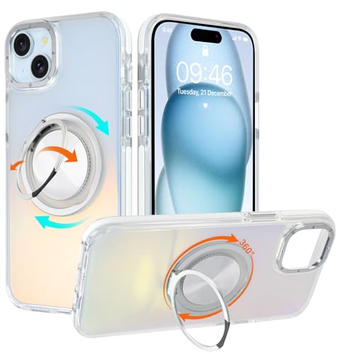 WPCase Schillernde Schutzhülle für iPhone 15 Plus mit Ständer [kompatibel mit MagSafe], robuste Schutzhülle in Militärqualität, mit magnetischem, um 360 Grad drehbarem Ringständer für Damen und Herren von WPCase
