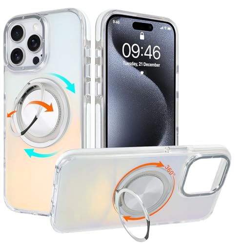 WPCase Schillernde Schutzhülle für iPhone 15 Pro Max mit Ständer [kompatibel mit MagSafe], Militärqualität, robuste Hülle mit magnetischem 360 Grad drehbarem Ringständer für Damen und Herren von WPCase