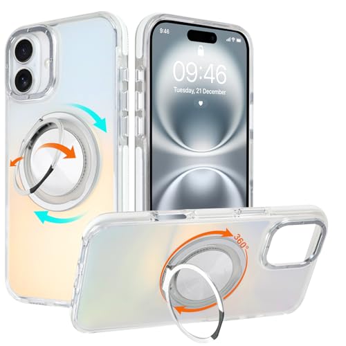 WPCase Schillernde Schutzhülle für iPhone 16 Plus mit Ständer [kompatibel mit MagSafe], robuste Schutzhülle in Militärqualität, mit magnetischem, um 360 Grad drehbarem Ringständer für Damen und Herren von WPCase