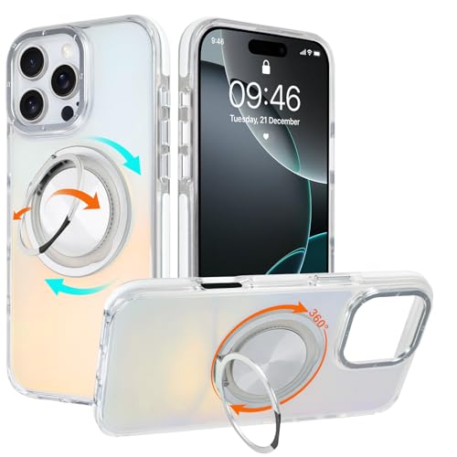 WPCase Schillernde Schutzhülle für iPhone 16 Pro mit Ständer [kompatibel mit MagSafe], robuste Schutzhülle in Militärqualität, mit magnetischem, um 360 Grad drehbarem Ringständer für Damen und Herren von WPCase