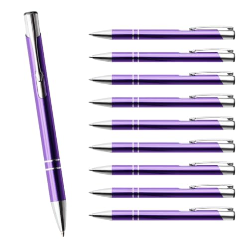 WPRO 100 Stück Metall Kugelschreiber Violett | Blauschreibende austauschbare Großraummine | Metallclip | Hochwertig | Für Büro und Studium von WPRO