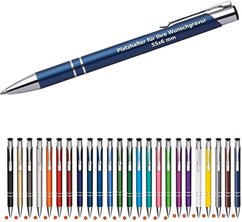 WPRO Kugelschreiber Cosima im 50er-Set, blau – personalisierbar mit Gravur, aus Metall, mit blauschreibender Großraummine von WPRO