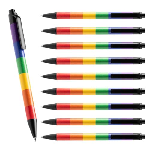 WPRO 500x Regenbogen Kugelschreiber – Blau schreibender Druckkugelschreiber aus Kunststoff mit schwarzem Clip und Spitze – Ideal als Werbegeschenk, Pride Giveaway oder für den Bürobedarf WPRO 500x Regenbogen Kugelschreiber – Blau schreibender Druckkugelschreiber aus Kunststoff mit schwarzem Clip und Spitze – Ideal als Werbegeschenk, Pride Giveaway oder für den Bürobedarf von WPRO