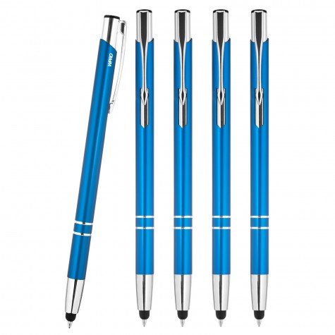 WPRO Stylosa - 5-er Set - Eingabe-Stift & Kugelschreiber 2in1 - Tablet & Smartphone dünne Touch-Screen Stylus-Pen Spitze Touchpen - blau - von WPRO