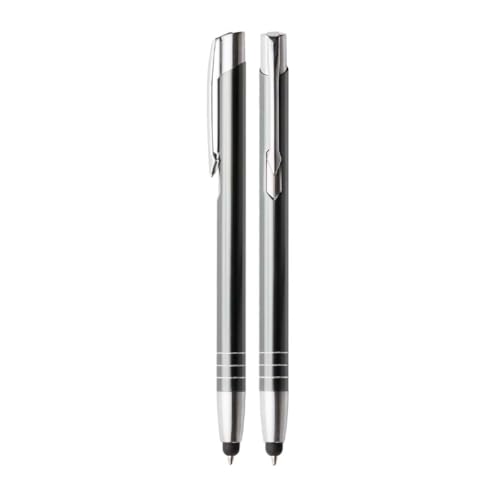 WPRO Toccara | 2-er Set | Kugelschreiber & Eingabe-Stift 2in1 | Smartphone & Tablet | dünne 3D Touch-Screen Stylus-Pen Spitze | Touchpen | Grafit von WPRO