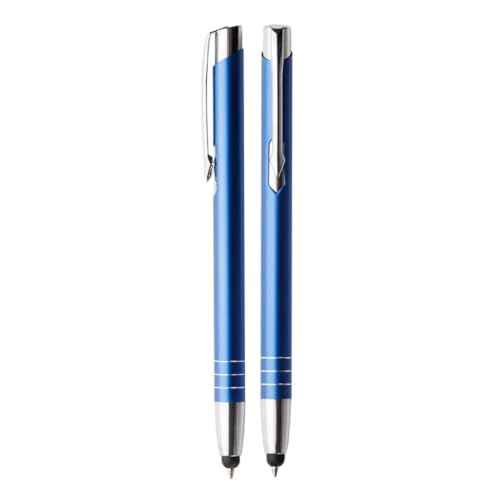 WPRO Toccara | 2-er Set | Kugelschreiber & Eingabe-Stift 2in1 | Smartphone & Tablet | dünne 3D Touch-Screen Stylus-Pen Spitze | Touchpen | blau von WPRO