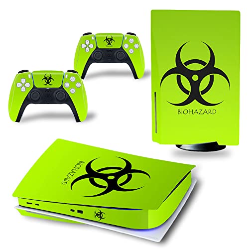 Glänzende Schutzfolie aus Vinyl für PS5 Skin Sticker für Playstation 5 Konsole und 2 Controller (PS5 CD Version, Biohazard) von WPS