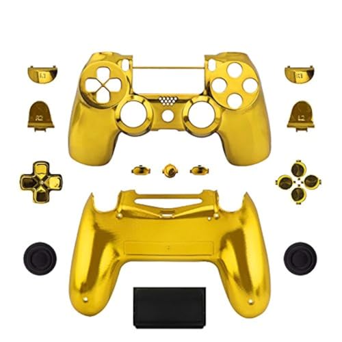 WPS Chrom Controller Case Collection Full Gehäuse + Full Tasten für PS4 Playstation Slim Pro (jdm-040) Controller Gold Chromfarben/Gold von WPS