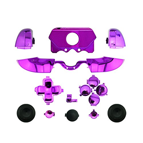 WPS Ersatzknöpfe Chrom (Oberfläche in Richtungstasten Triggers Full Button Set Mod Kits für Neuestes Xbox One Controller (3,5 mm Port) mit Schraubendreher (Torx T6 T8) Set Violett Chrom/Violett von WPS