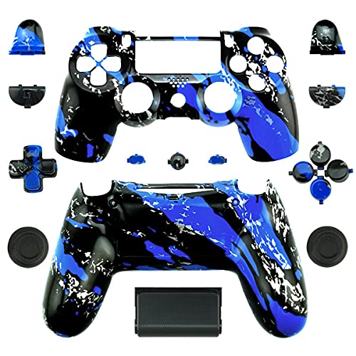 WPS Hydro Dipped Controller Case Collection Full Housing Shell + Full Buttons for PS4 Playstation Slim Pro (JDM-040) Controller (Blue Splatter) von WPS