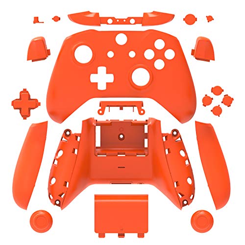 WPS Matte Gehäuse Full Shell Set Frontplatten + ABXY Tasten + RB LB Stoßstangen + Rechts/Linksschienen für Xbox One S Slim (3,5 mm Kopfhörerbuchse) Controller (Orange) von WPS