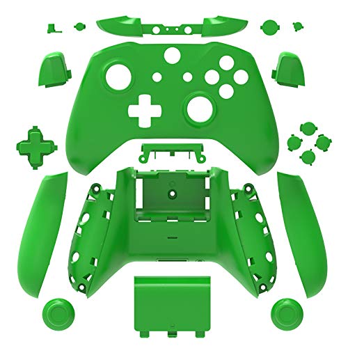 WPS Matte Gehäuse Full Shell Set Frontplatten + ABXY Tasten + RB LB Stoßstangen + Rechts/Linksschienen für Xbox One S Slim (3,5 mm Kopfhörerbuchse) Controller (grün) von WPS