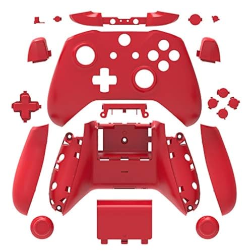 WPS Matte Gehäuse Full Shell Set Frontplatten + ABXY Tasten + RB LB Stoßstangen + Rechts/Linksschienen für Xbox One S Slim (3,5 mm Kopfhörerbuchse) Controller (rot) von WPS