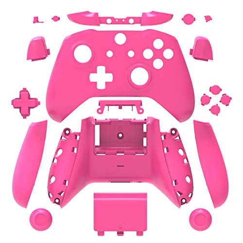 WPS Matte Gehäuse Full Shell Set Frontplatten + ABXY Tasten + RB LB Stoßstangen + Rechts / Links Schienen für Xbox One S Slim (3,5mm Kopfhörerbuchse) Controller (Pink) 1708 Version von WPS