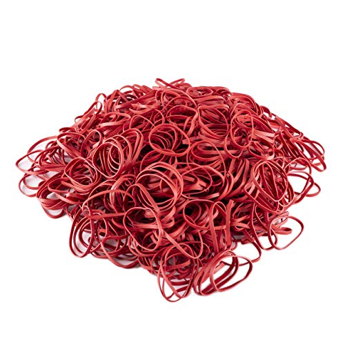 WPTrading - Gummiringe 1 kg Pack Ø 25mm in Rot - Gummibänder breit 1mm - Gummi auf Kautschukbasis für Büro & Haushalt reißfest - Haushaltsgummis klein extra stark zum Bündeln, Fixieren & Verschließen von WPTrading