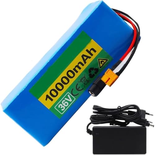 36V 10AH Li-Ionen-Akku,10S2P E-Bike Batterien Wasserdichter PVC-Akku High Power Batterie BMS-Schutzplatine,Für 800W 750W 500W 200W Motor(XT60) von WPXXXW