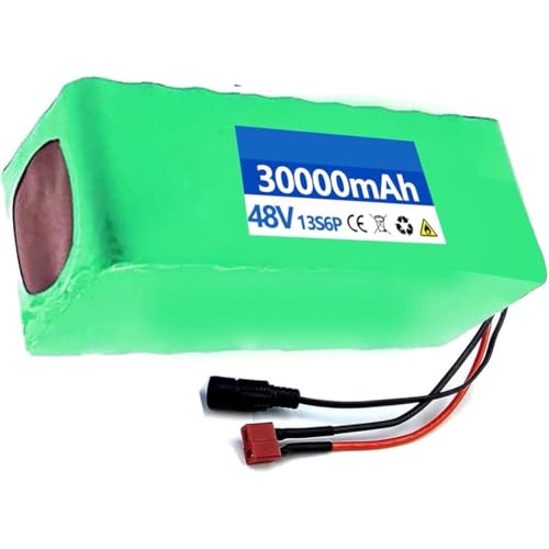 E-Bike Akku 48V 10Ah 15Ah 20Ah 25Ah 30Ah Elektrofahrra Lithium Batterie 48V Wasserdichter PVC-Akku Eingebauter BMS,Für 36V 800W 750W 500W 250W Motoren,Mit 42V Ladegerät(T,30AH) von WPXXXW